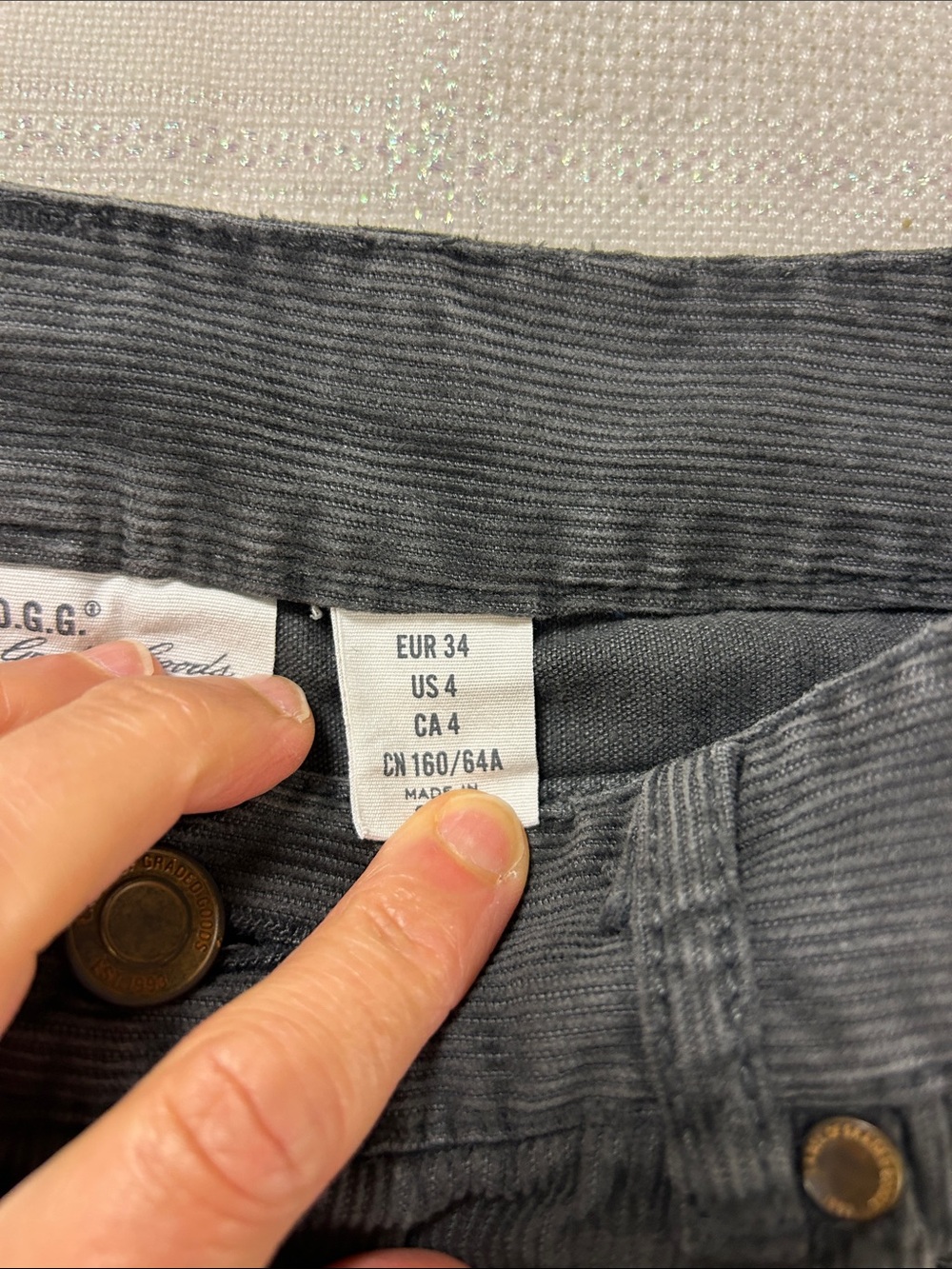 H&M Dark Gray Corduroy Mini Skirt image 3